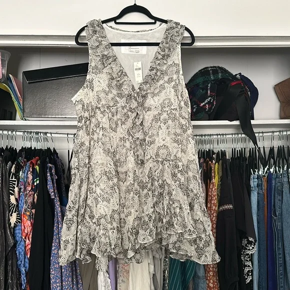 NWT Anthropologie Sleeveless Ruffle V-neck Mini Dress